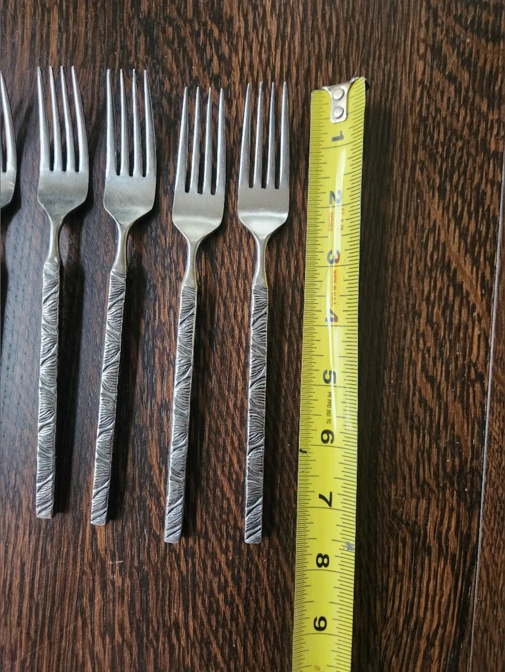 Orleans Silver Stainless Dinner Forks Exotic Pattern MCM Set of 8 - EUC $40